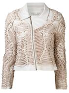 Iris Van Herpen Eyelet Woven Jacket, Women's, Size: 40, Nude/neutrals, Cotton/leather