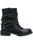 Ash Buckled Strap Boots - Black