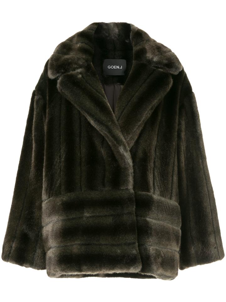 Goen.j Buttoned Faux-fur Jacket - Brown