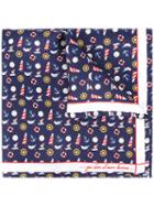 Fefè - Nautical Print Pocket Square - Unisex - Silk - One Size, Blue, Silk