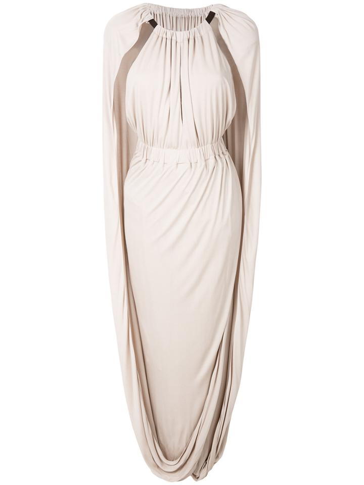Alberta Ferretti Long Draped Cape-dress - Nude & Neutrals