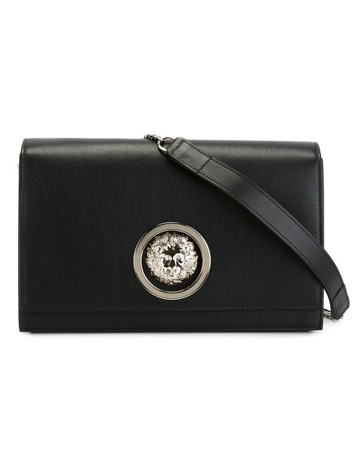 Versus Logo Plaque Shoulder Bag, Women's, Black, Leather