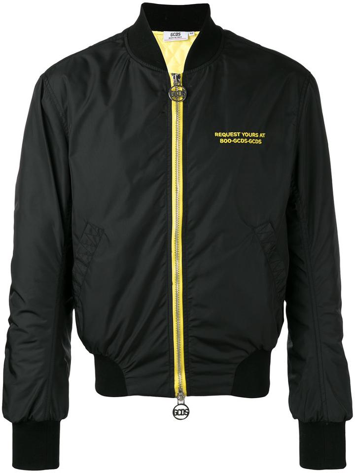 Gcds Taxi Embroidered Bomber Jacket, Men's, Size: Small, Black, Polyamide/polyester