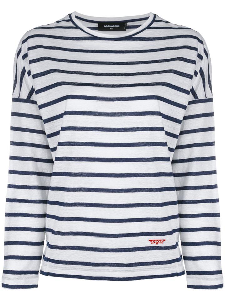 Dsquared2 Striped Fitted Sweater - White