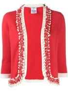 Chanel Pre-owned 2010s Faux-pearls Braided Trimming Cardigan - Red