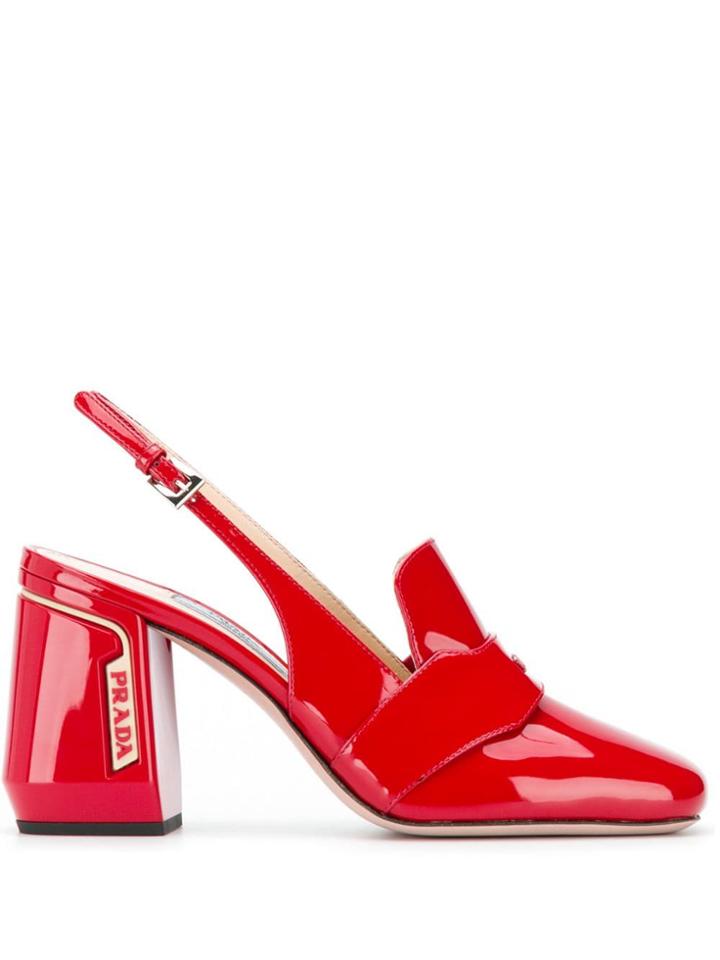 Prada Square Toe Pumps - Red