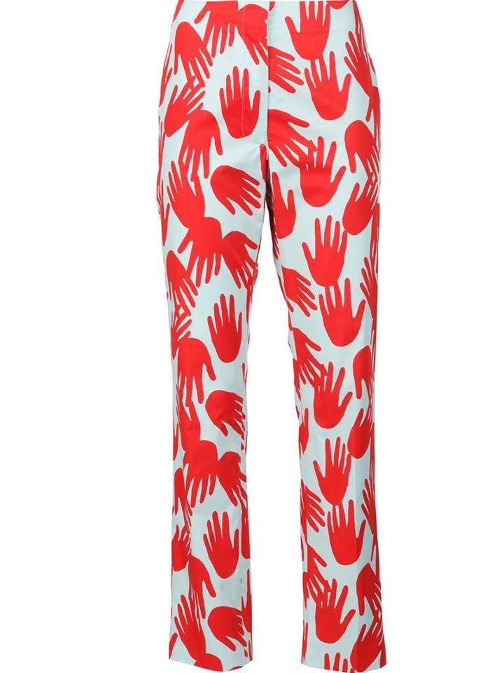 Sonia Rykiel Hand Print Trousers, Women's, Size: 40, Red, Cotton