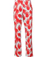 Sonia Rykiel Hand Print Trousers, Women's, Size: 40, Red, Cotton