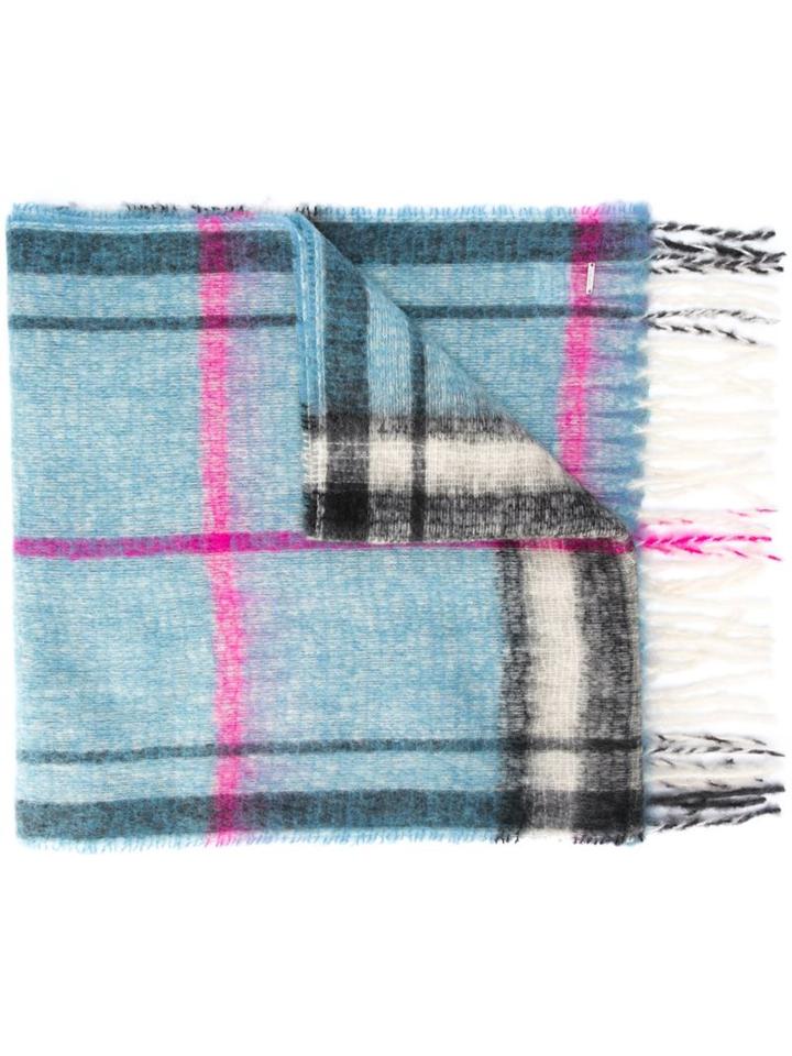 Dondup Checked Scarf, Women's, Blue, Acrylic/polyamide/wool