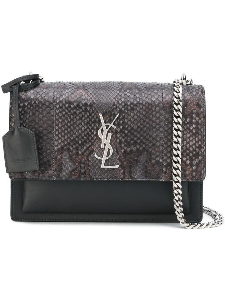 Saint Laurent Snakeskin Effect Crossbody Bag, Women's, Grey