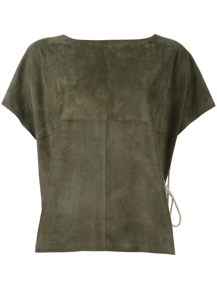 Fabiana Filippi Panelled Top, Women's, Size: Small, Green, Goat Suede