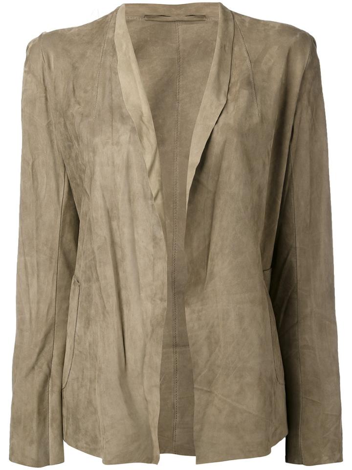 Open-front Jacket - Women - Leather - 44, Brown, Leather, Salvatore Santoro