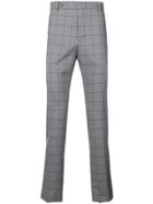 Eleventy Checked Slim Fit Trousers - Grey