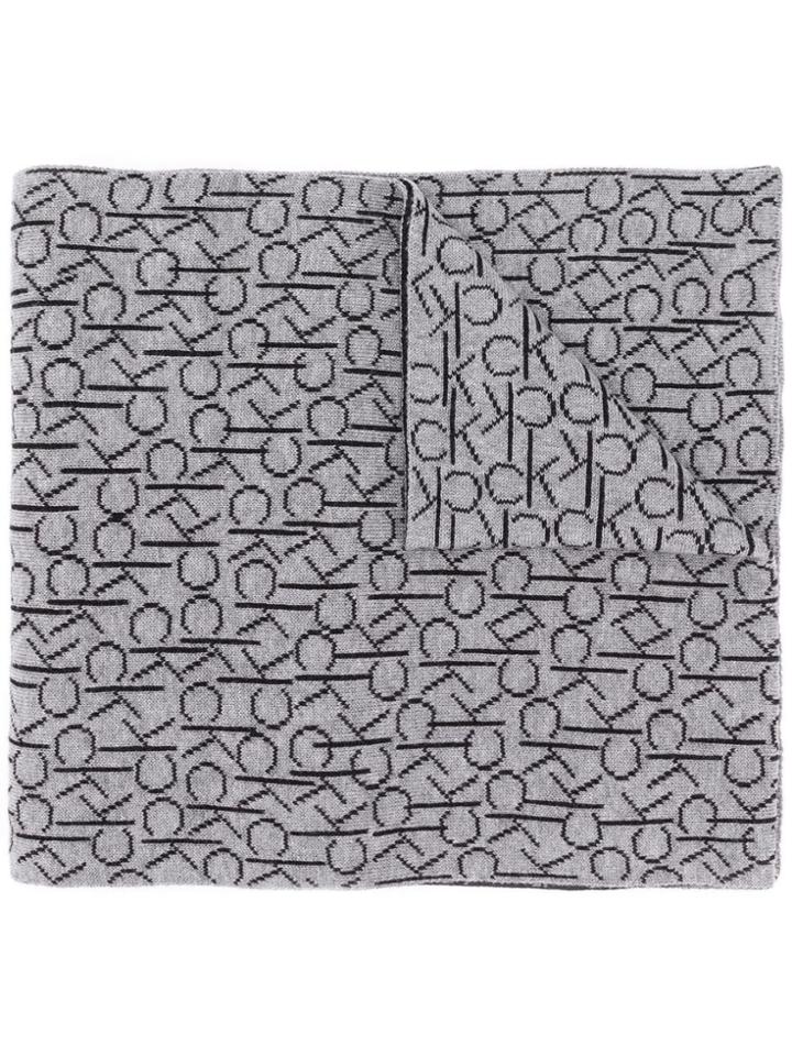 Calvin Klein Monogram Jacquard Scarf - Grey
