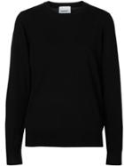 Burberry Vintage Check Detail Merino Wool Sweater - Black