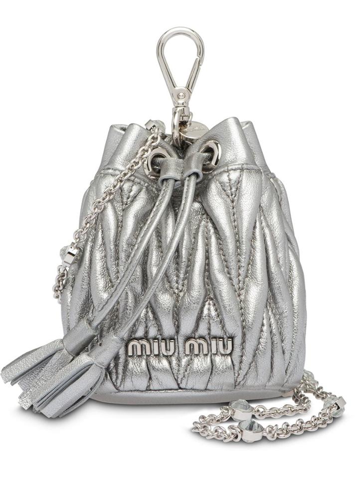 Miu Miu Matelassé Leather Mini Shoulder Bag - Metallic