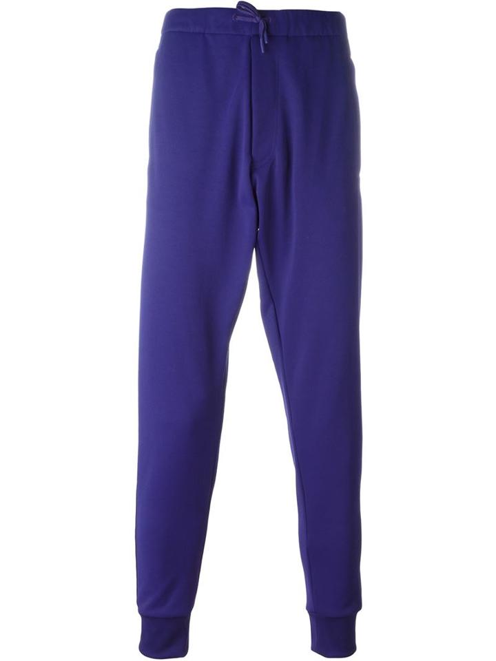Y-3 Gathered Ankle Track Pants, Men's, Size: S, Blue, Polyester/cotton