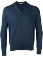 Cruciani Classic V-neck Cardigan, Men's, Size: 48, Blue, Cotton