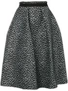 Odeeh Leopard Jacquard Full Skirt - Black