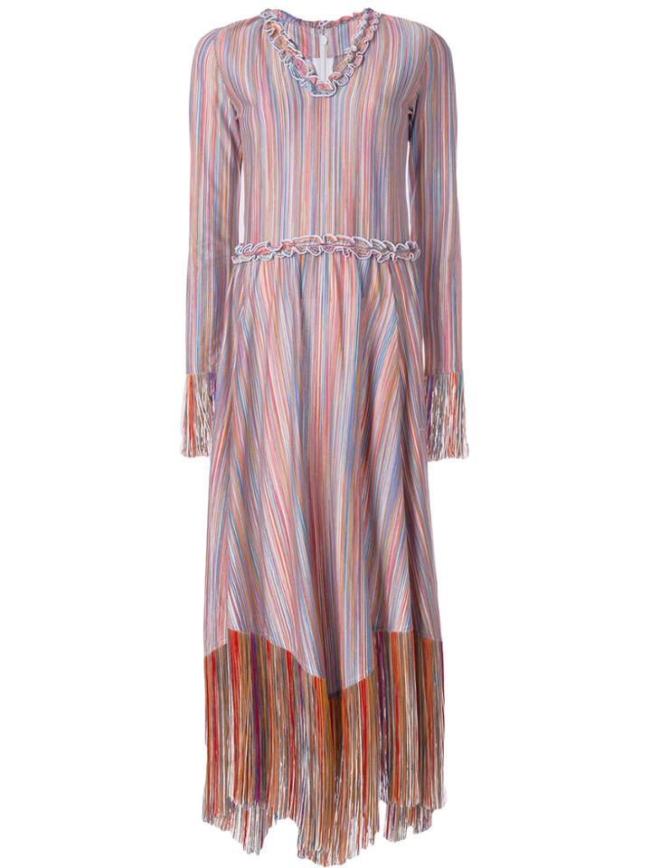 Marco De Vincenzo Striped Fringed Dress - Multicolour