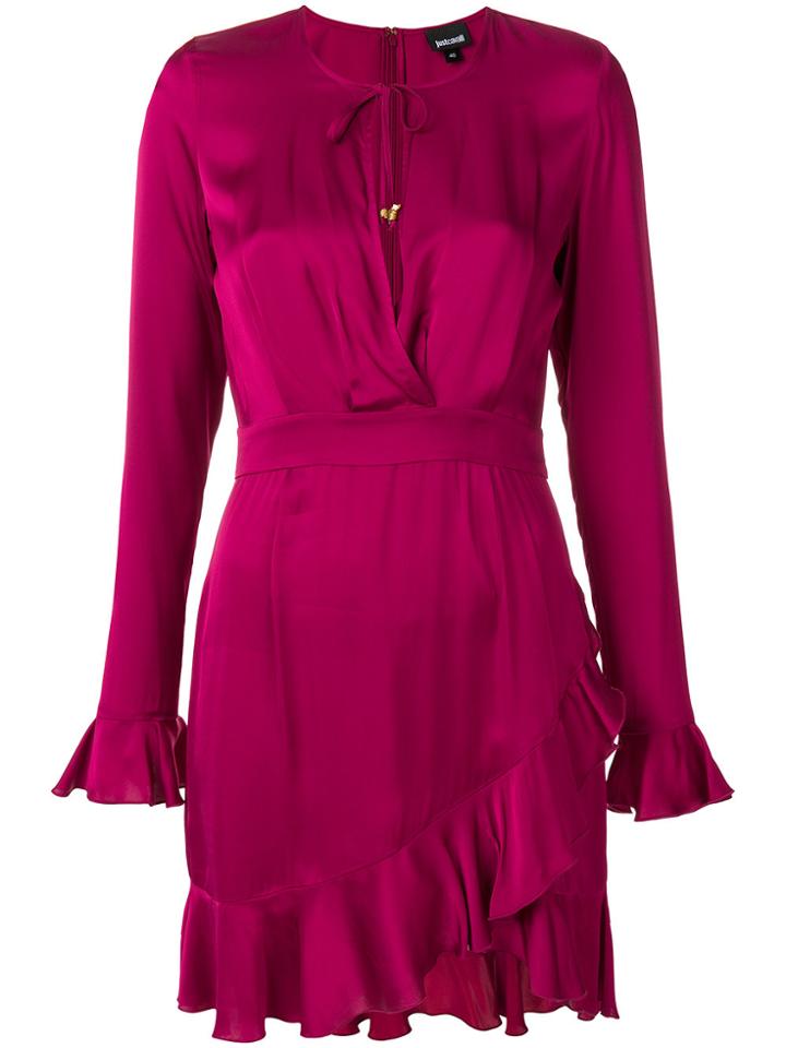 Just Cavalli Ruffle Trim Dress - Pink & Purple