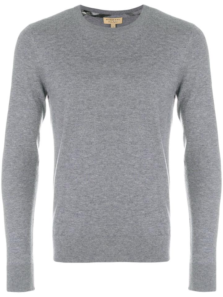 Burberry Check Trim Jumper - Grey