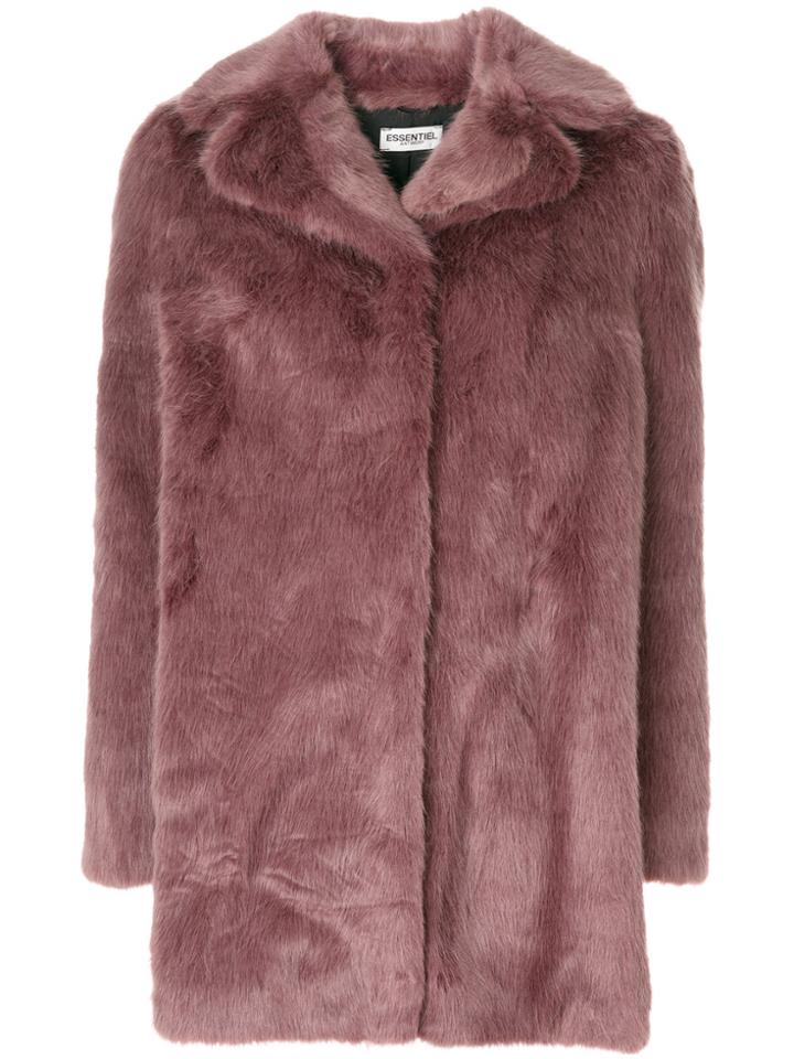 Essentiel Antwerp Faux Fur Coat - Pink & Purple