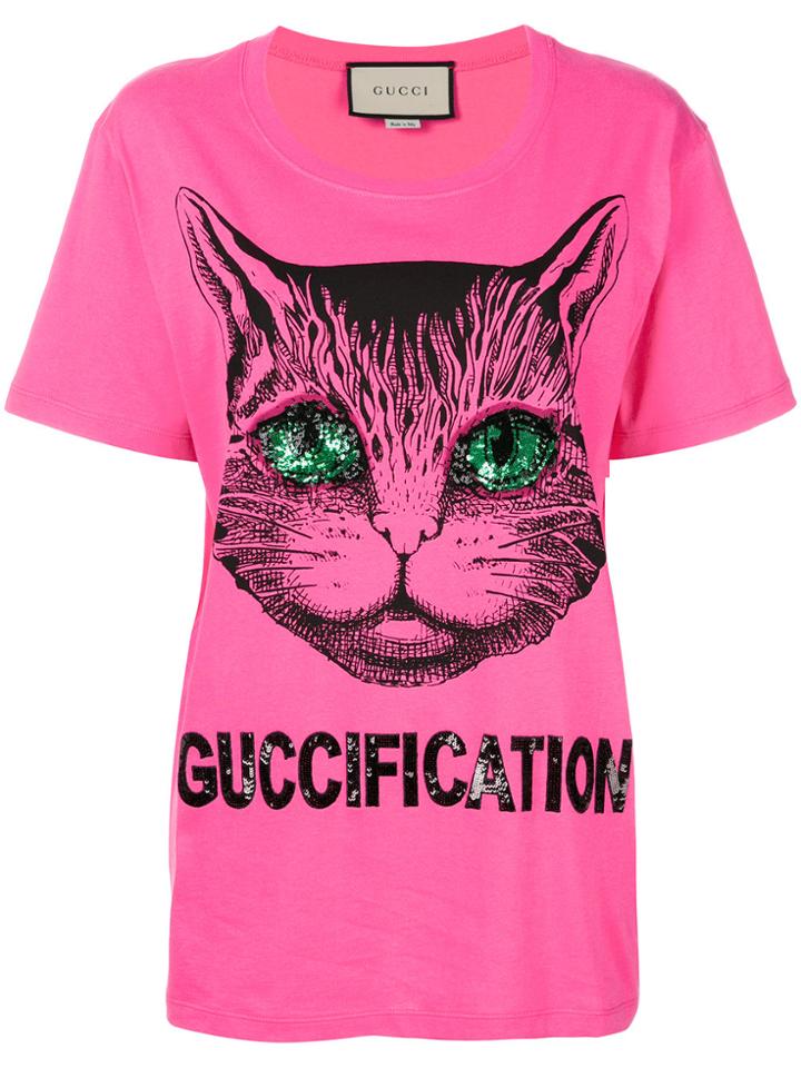 Gucci Guccification Print T-shirt - Pink & Purple