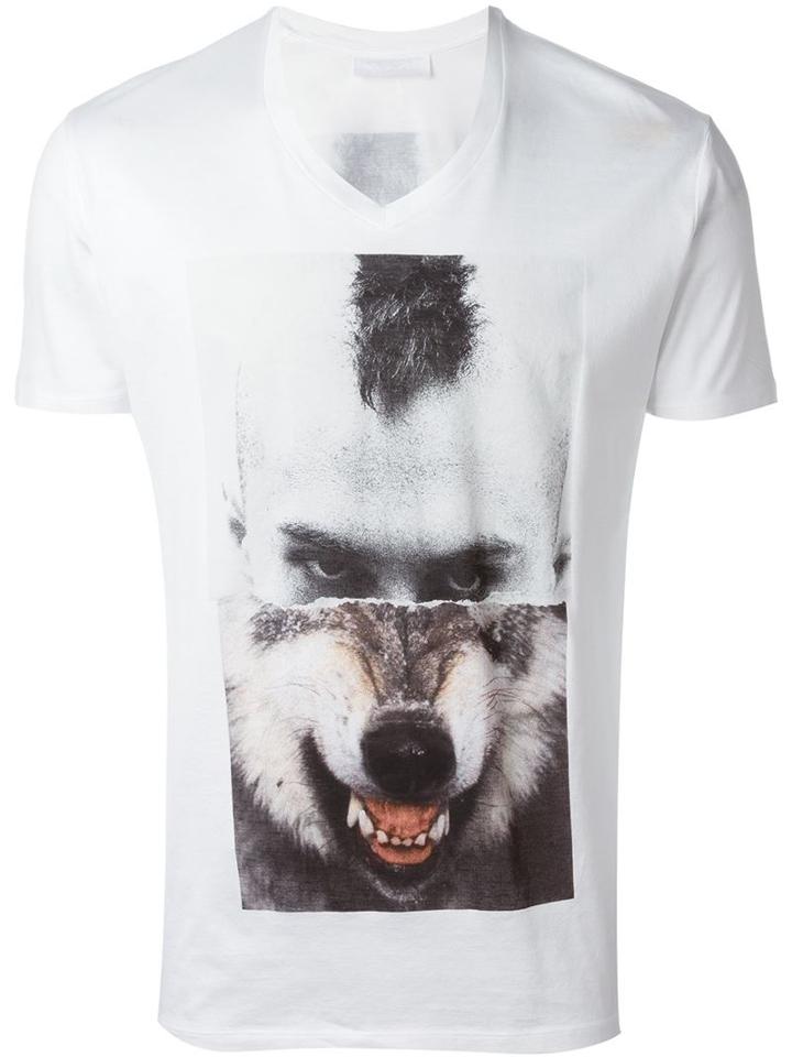 Neil Barrett Split Portrait T-shirt, Men's, Size: Small, White, Cotton