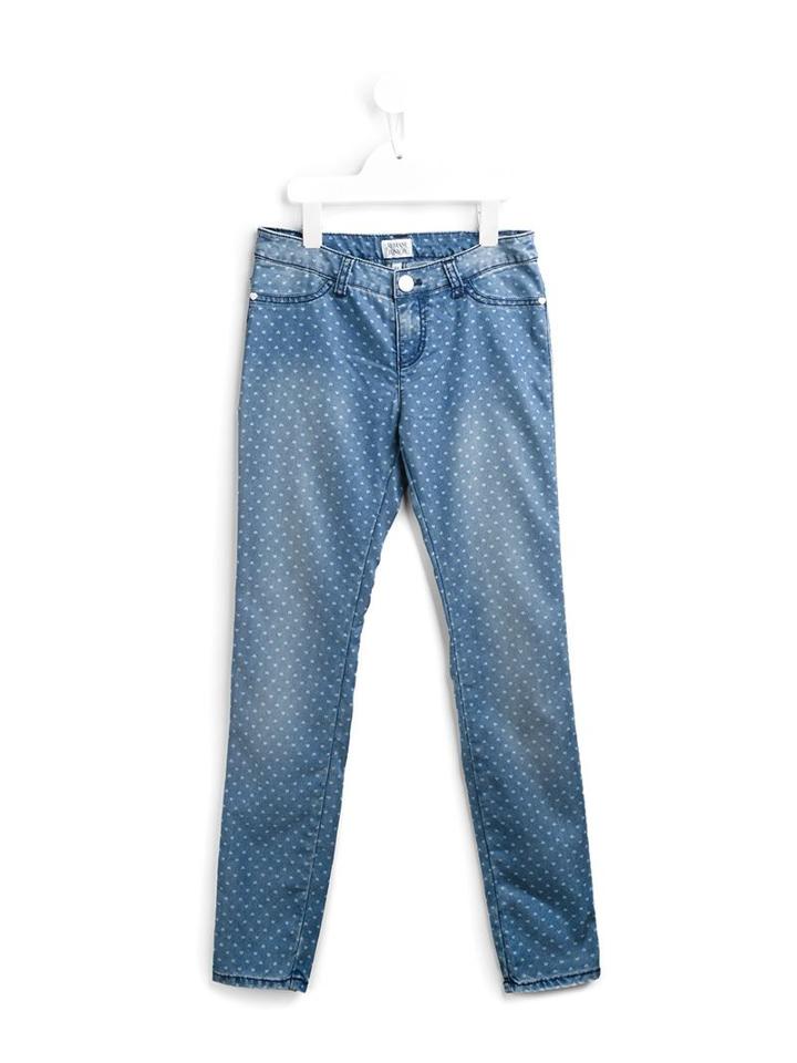 Armani Junior Heart Print Jeans, Girl's, Size: 12 Yrs, Blue