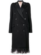 Nº21 Double Breasted Coat With Feathered Hem - Black