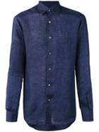 Ermenegildo Zegna - Long Sleeve Shirt - Men - Linen/flax - L, Blue, Linen/flax