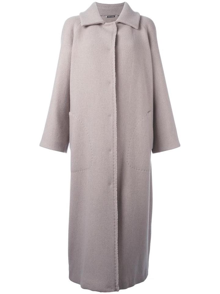 Alberta Ferretti Embroidered Single Breasted Coat, Women's, Size: 40, Nude/neutrals, Virgin Wool/cashmere/silk