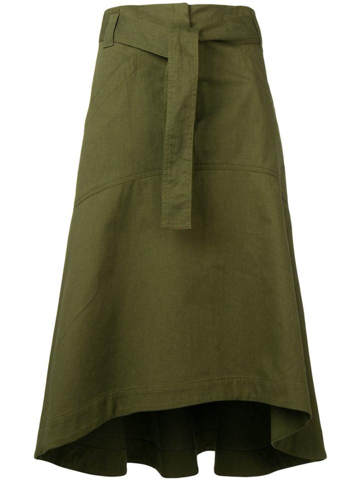 Odeeh Flared Draped Skirt - Green