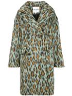 Kenzo Leopard Single-breasted Coat - Green