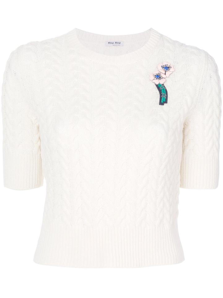 Miu Miu Shortsleeved Jumper - White