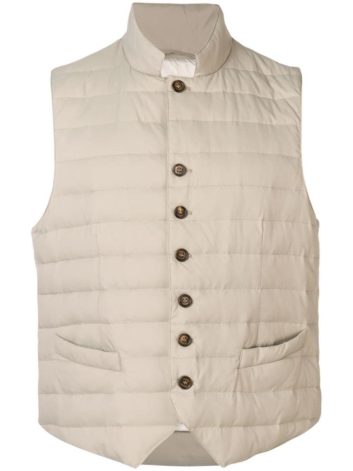 Eleventy Button Padded Vest - Neutrals