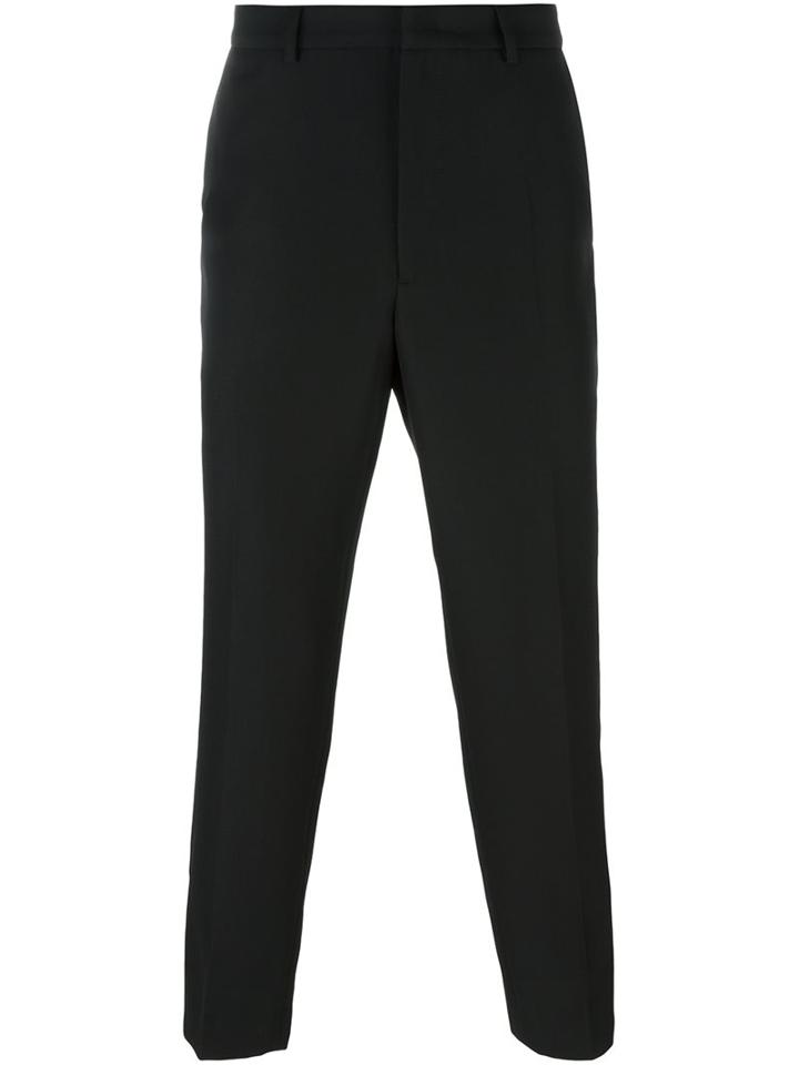 Mcq Alexander Mcqueen Contrast Detail Trousers, Men's, Size: 48, Black, Polyurethane/virgin Wool