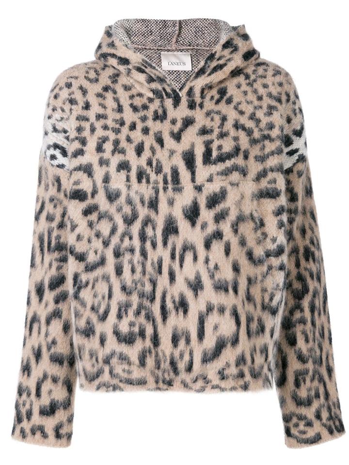 Laneus Leopard Print Hoodie - Nude & Neutrals