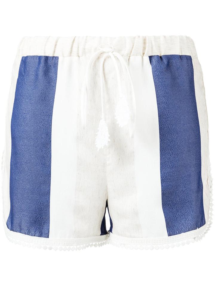 Martha Medeiros - Striped Shorts - Women - Silk/linen/flax/modal - Pp, Blue, Silk/linen/flax/modal