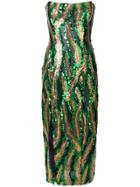 Halpern Strapless Embellished Midi Dress - Green
