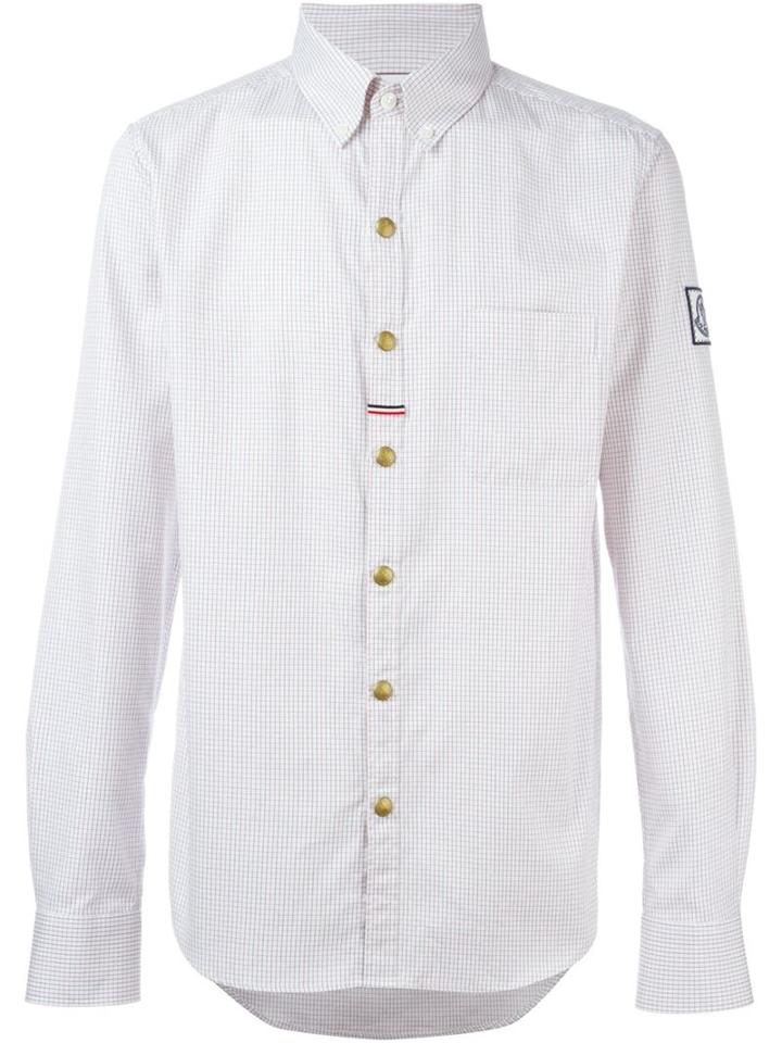 Moncler Gamme Bleu Checked Shirt, Men's, Size: 2, White, Cotton