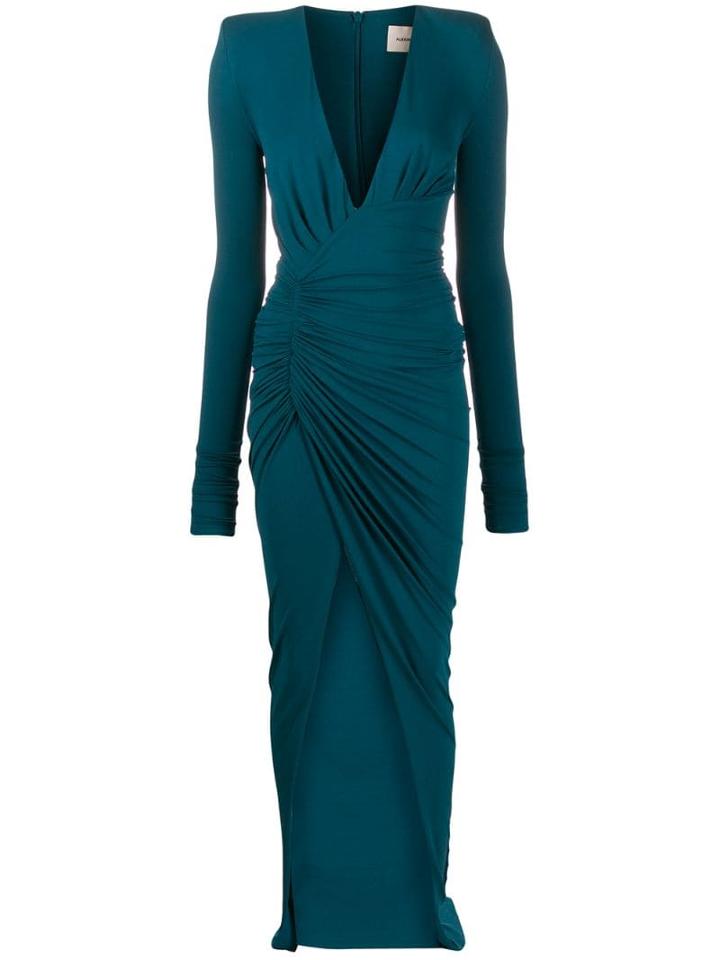 Alexandre Vauthier Front Slit Draped Dress - Blue