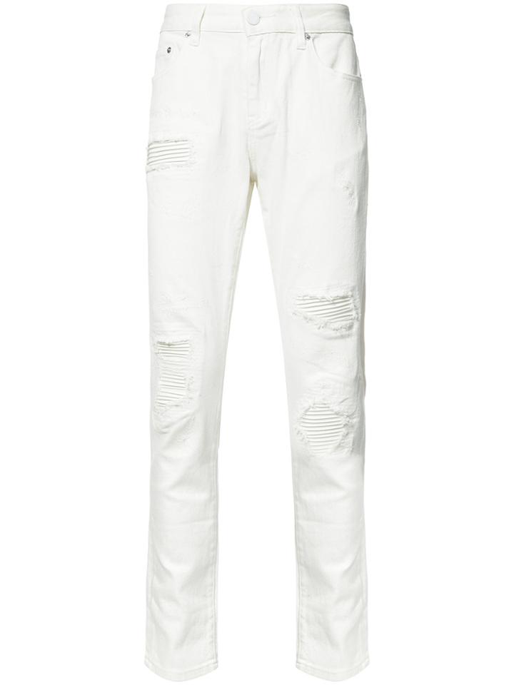 God's Masterful Children Shredded Ribbed Trim Jeans - White