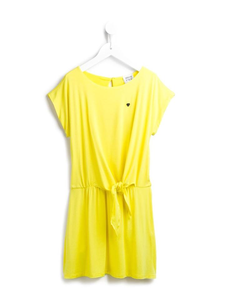 Armani Junior Tie Waist Dress, Girl's, Size: 10 Yrs, Yellow/orange