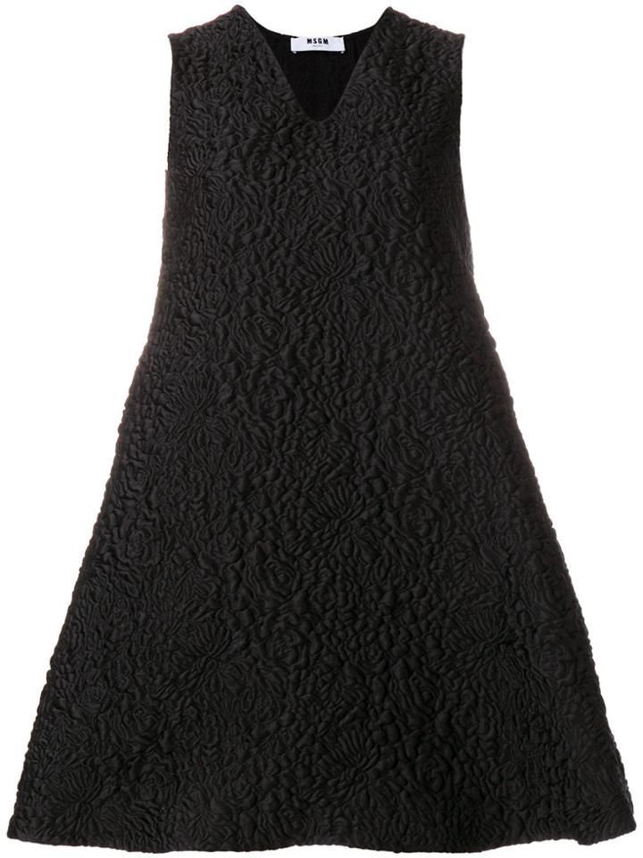 Msgm Embossed Pattern Flared Dress - Black