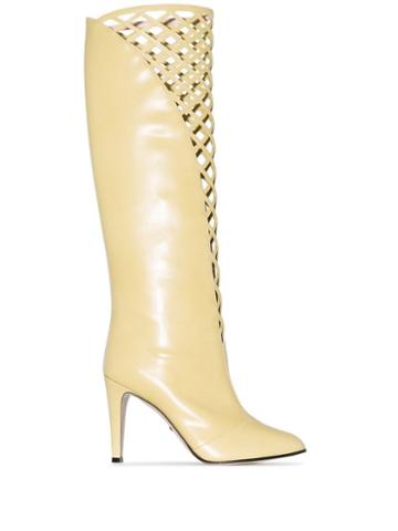 Gucci Yellow Cutout 95 Leather Knee-high Boots - Neutrals