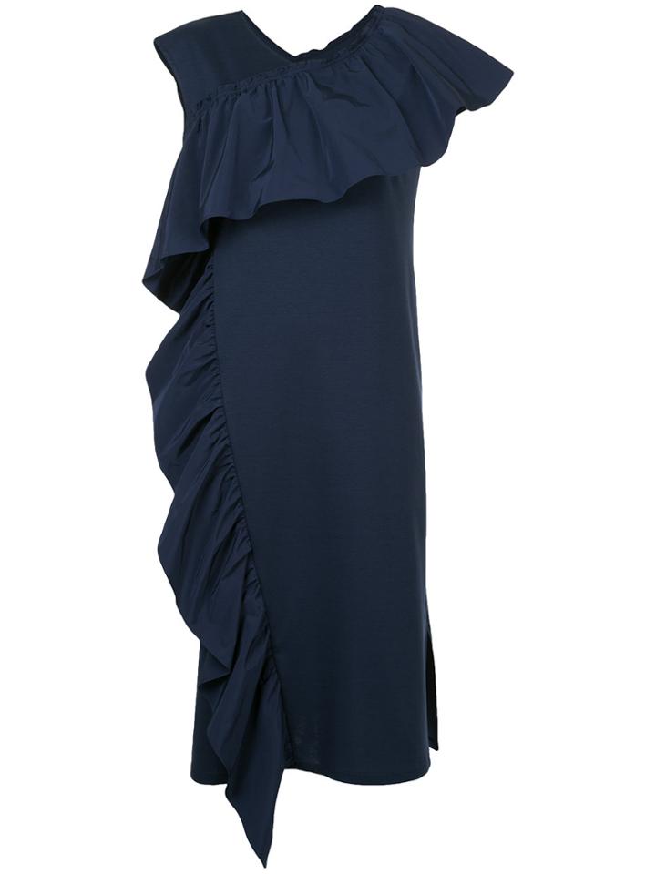 Le Ciel Bleu Ruffle Shift Dress - Blue