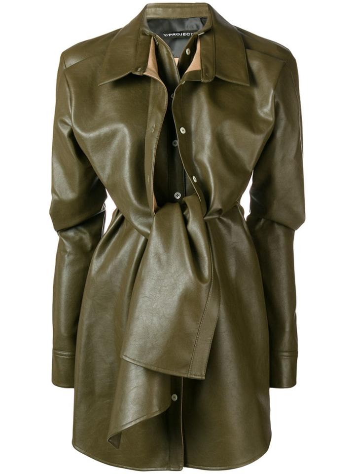 Y / Project Wet-look Shirt Dress - Green
