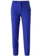 Msgm Cropped Front Pleat Trousers, Women's, Size: 42, Blue, Spandex/elastane/acetate/viscose